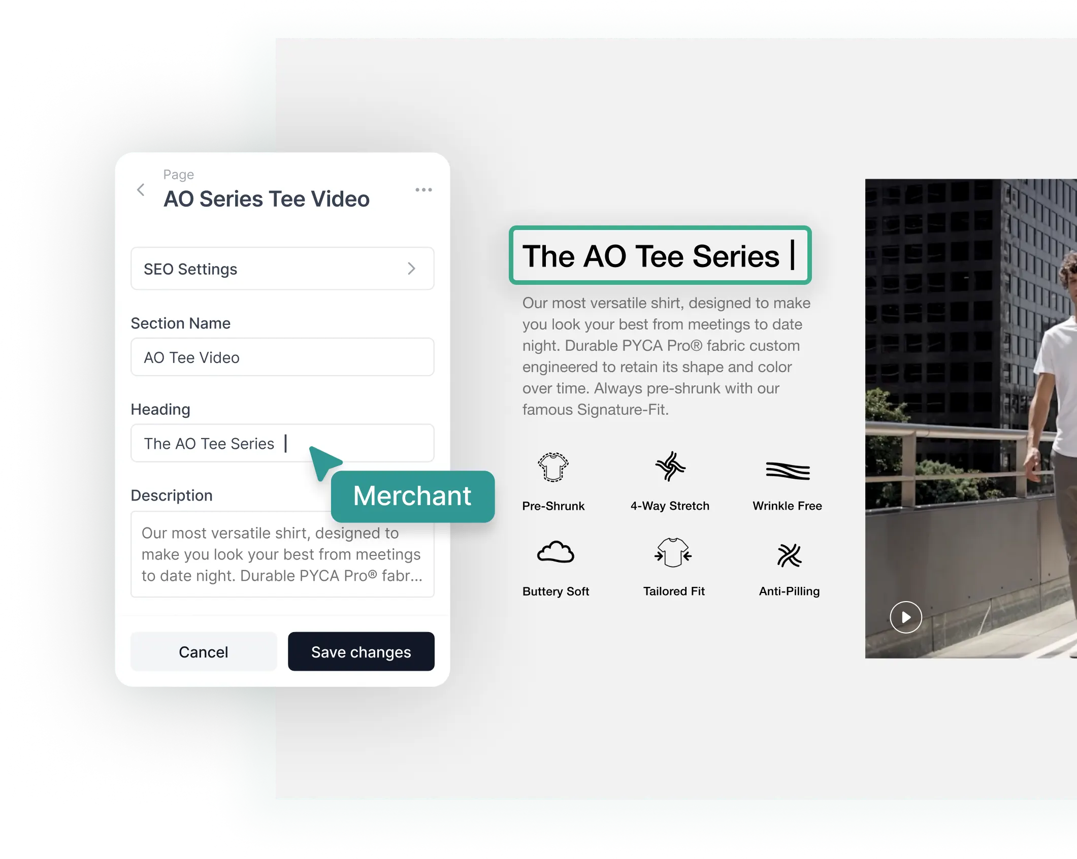 Pack CMS editing content
